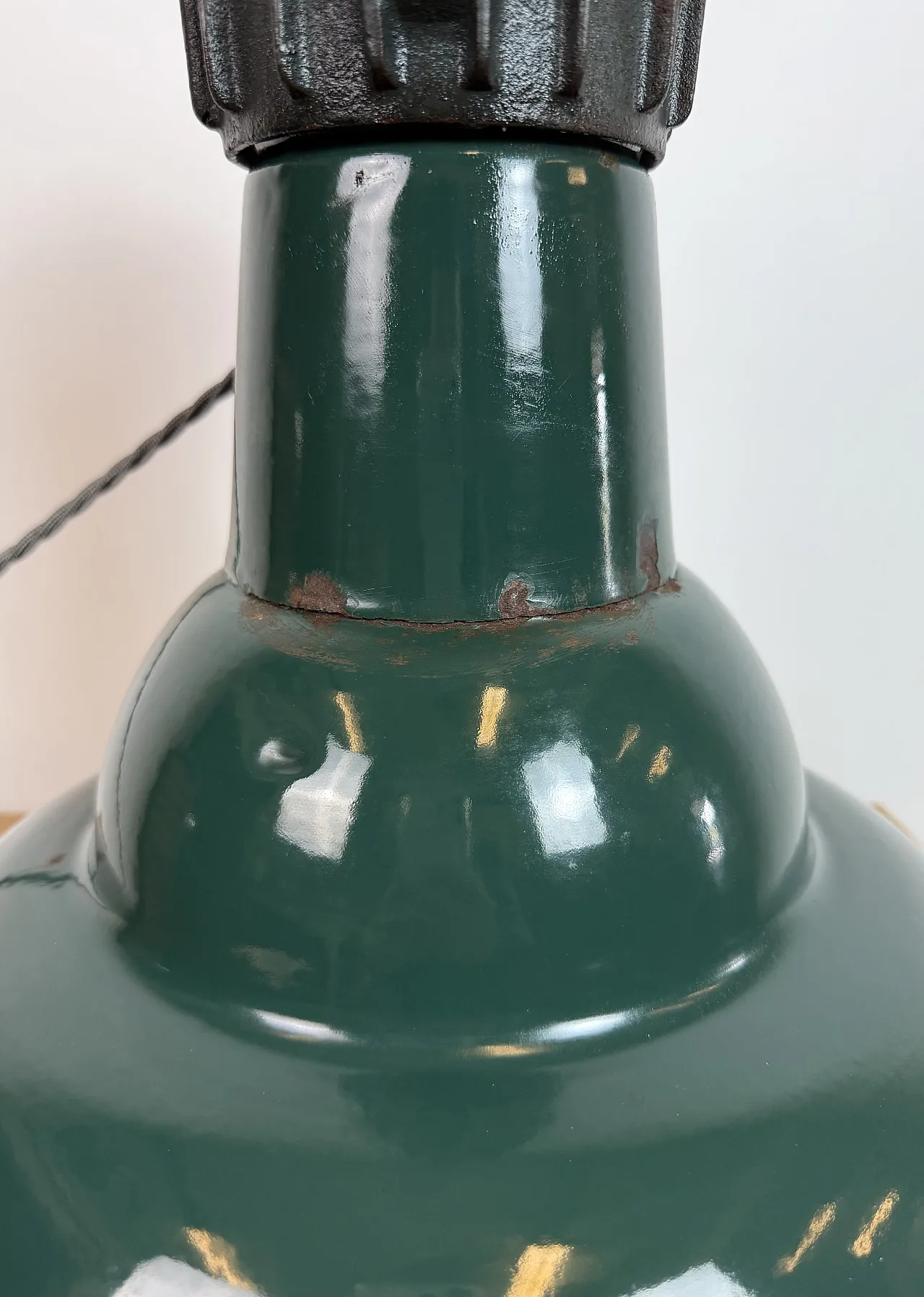 Industrial French Petrol Enamel Pendant Lamp from Sammode, 1950s 15