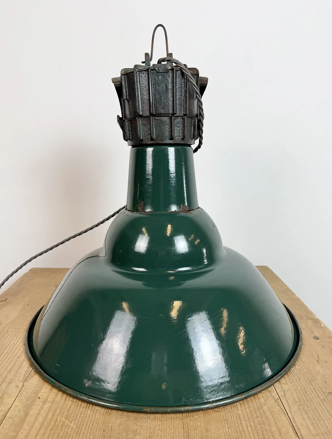 Industrial French Petrol Enamel Pendant Lamp from Sammode, 1950s 16