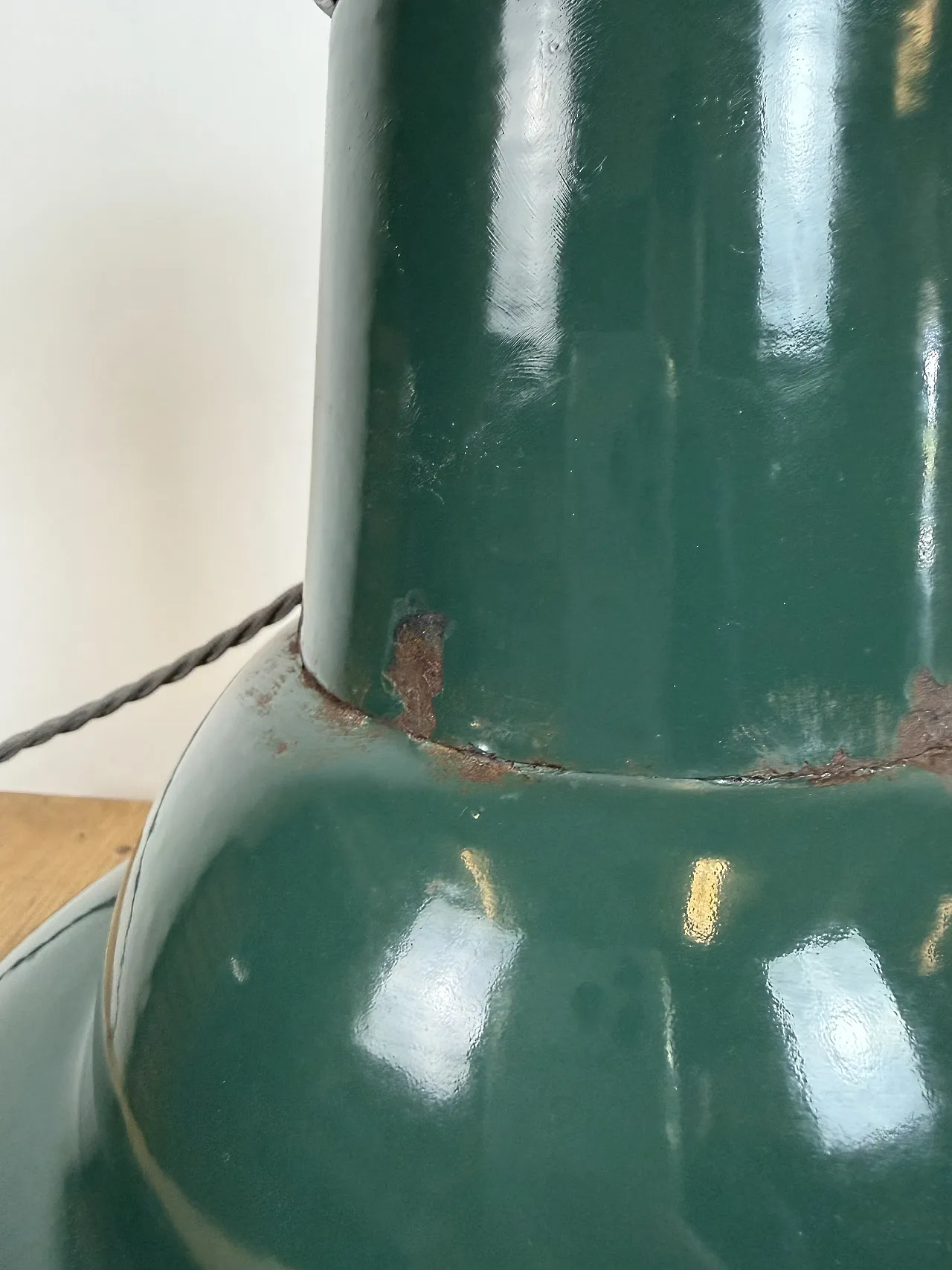 Industrial French Petrol Enamel Pendant Lamp from Sammode, 1950s 17