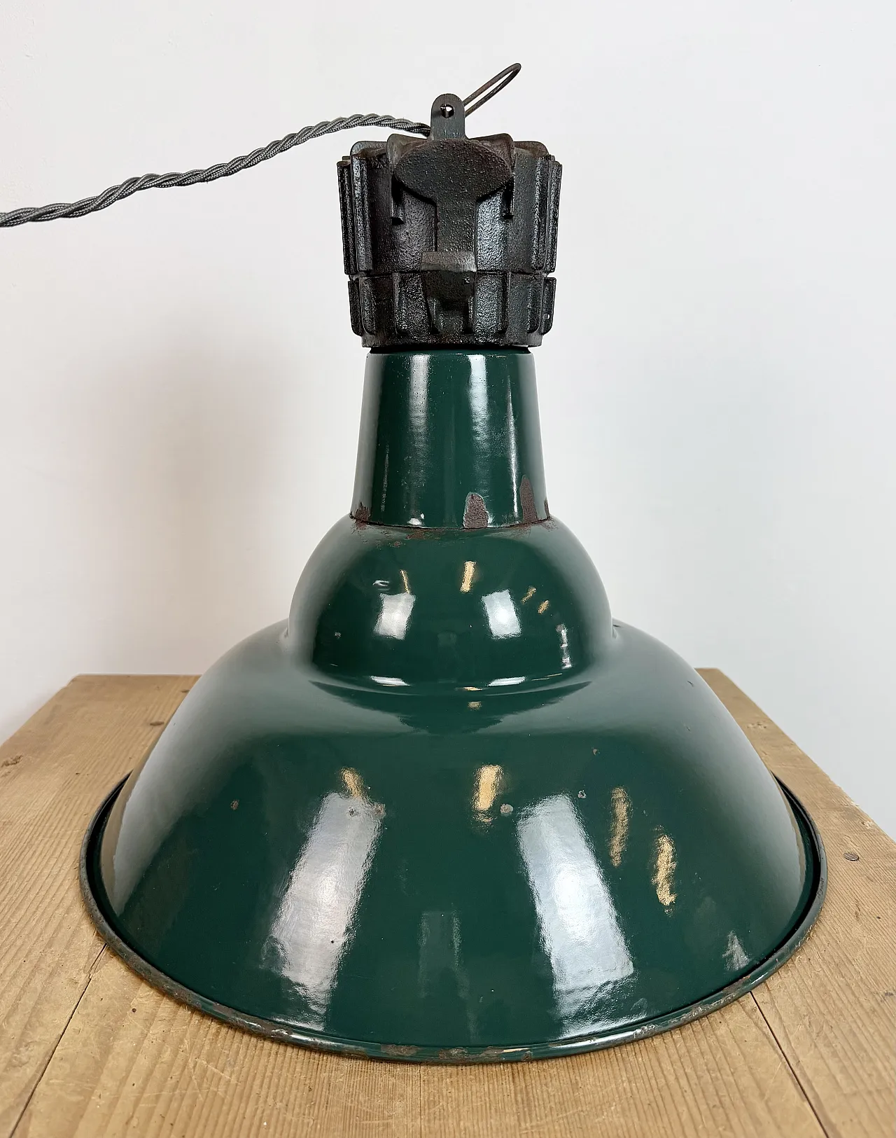 Industrial French Petrol Enamel Pendant Lamp from Sammode, 1950s 18