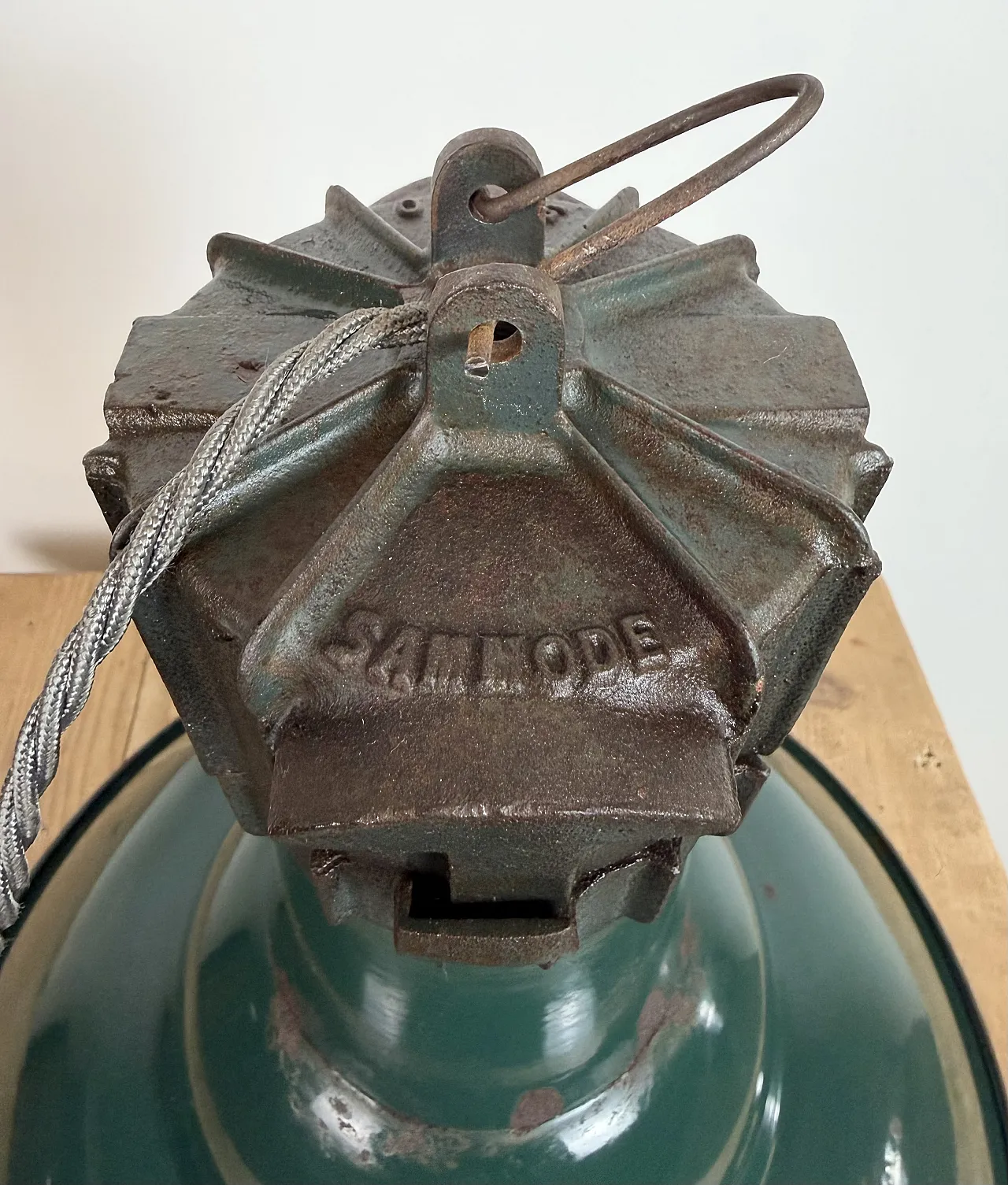 Industrial French Petrol Enamel Pendant Lamp from Sammode, 1950s 19