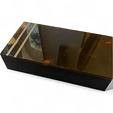 Scatola di lusso in lucite finto tartarugato Dior Home style, anni '70