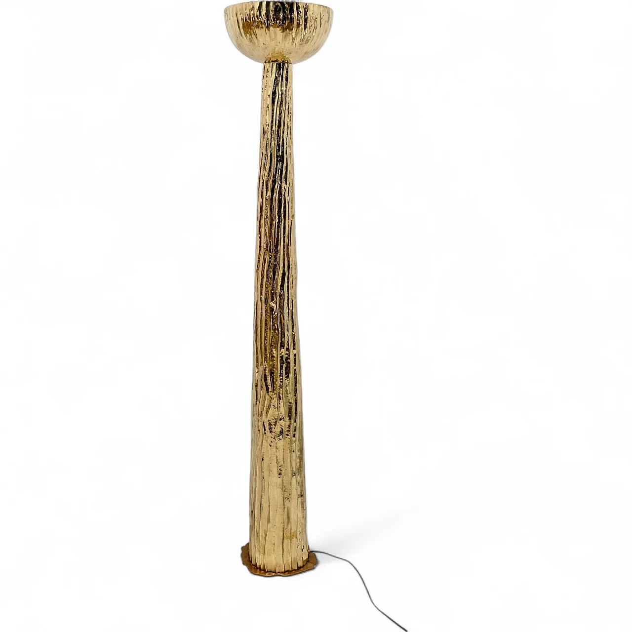 Lampada da terra in ottone martellato stile Torchère, '900 10