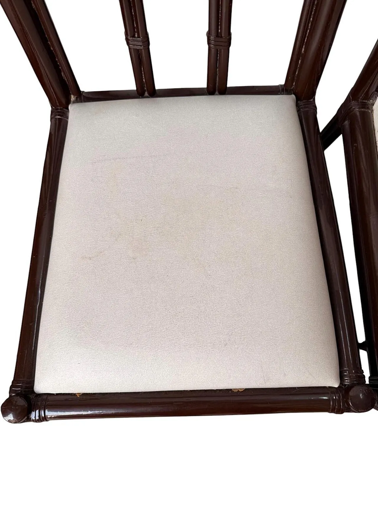 4 Bamboo and leather chairs, 1980s 4