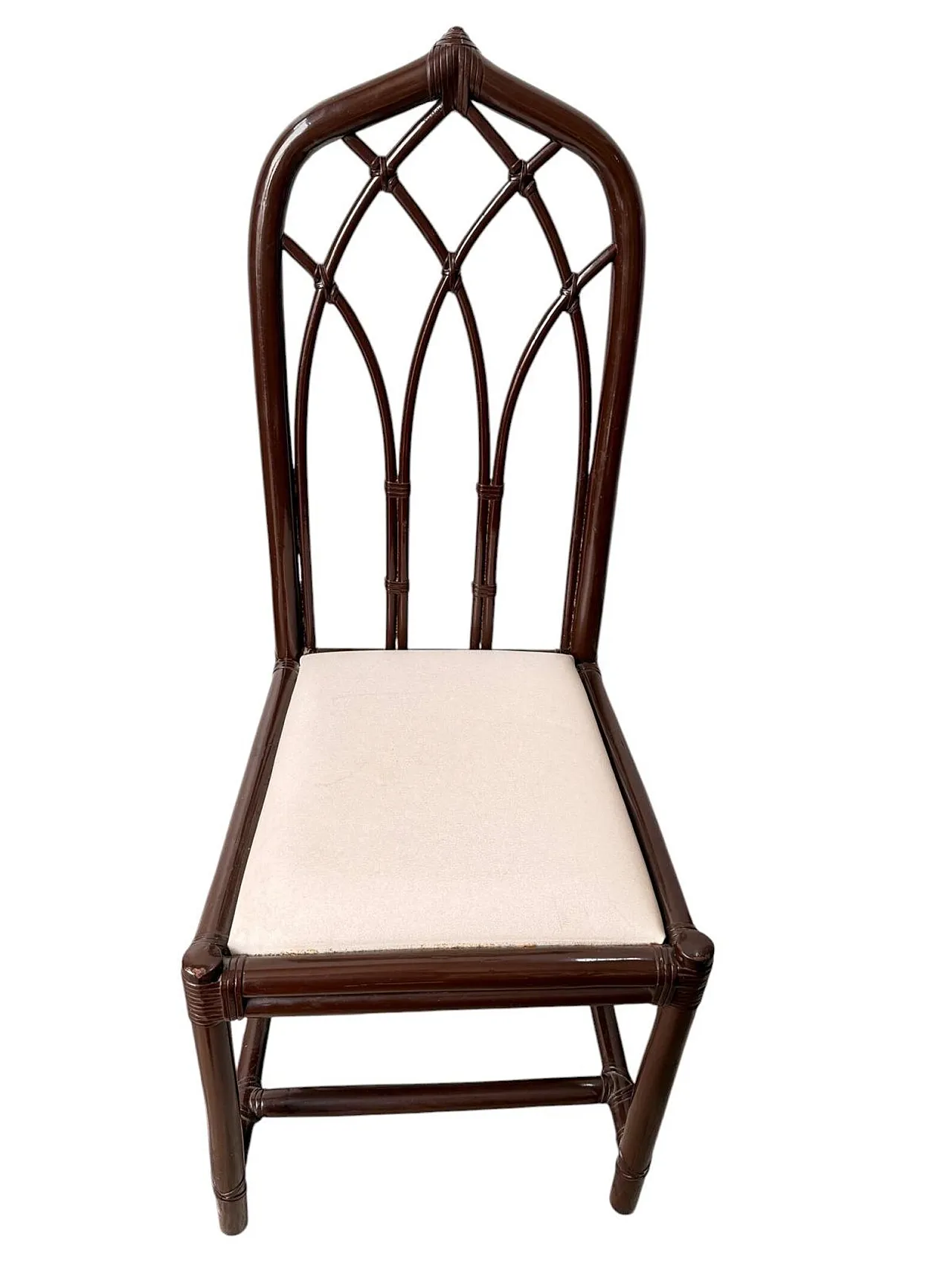 4 Bamboo and leather chairs, 1980s 5