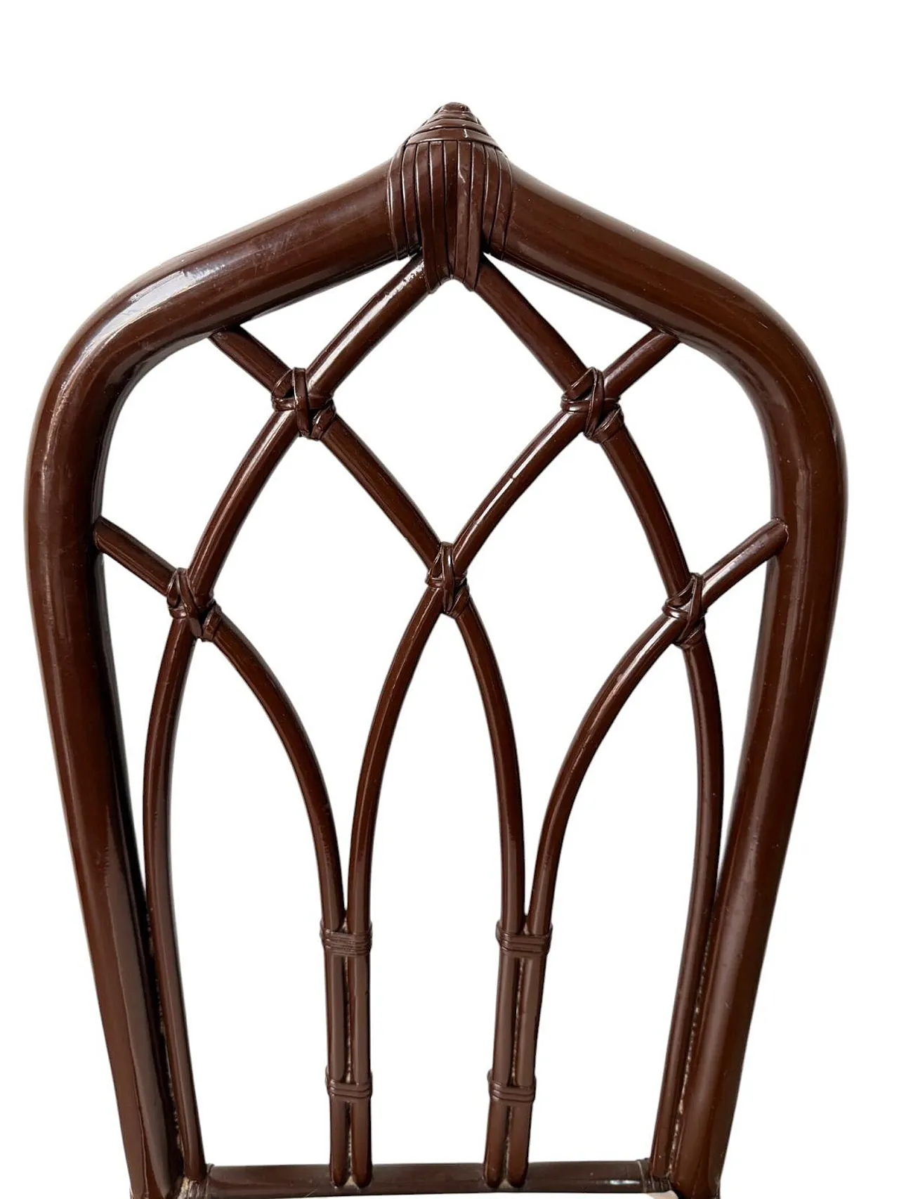 4 Bamboo and leather chairs, 1980s 7
