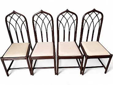 4 Bamboo and leather chairs, 1980s