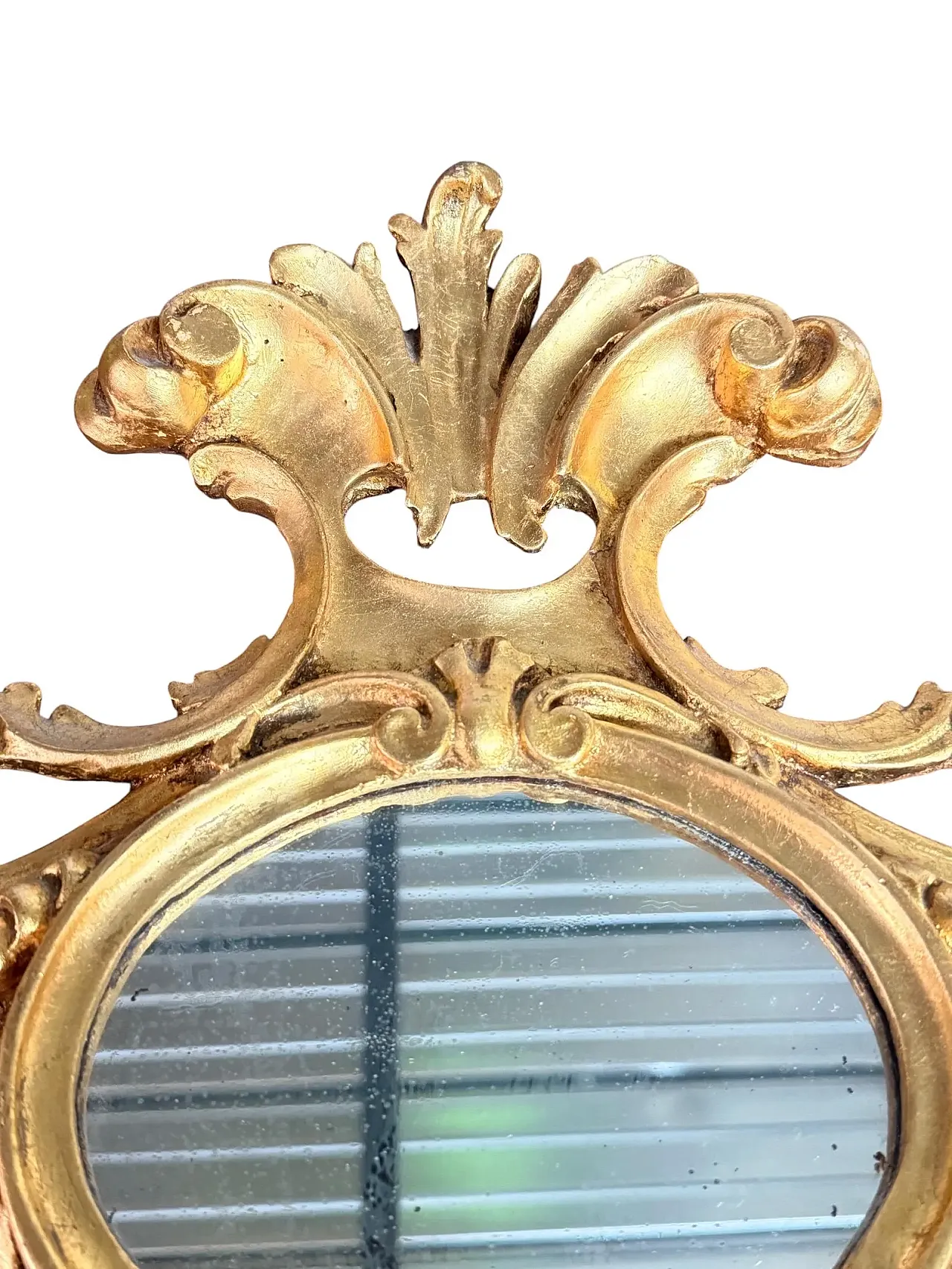 Pair of gilded wooden wall sconces with mirror, 19th century 3