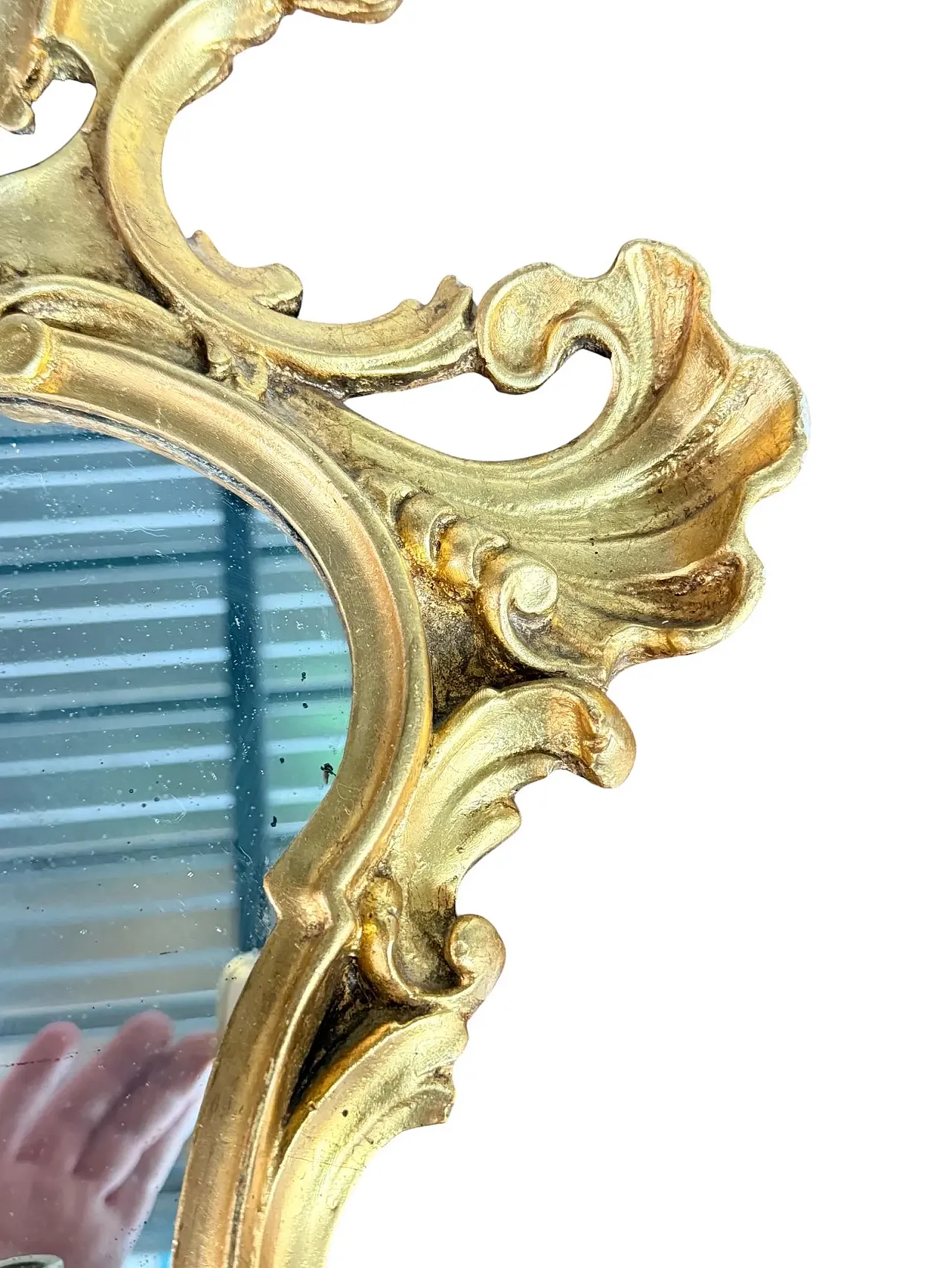 Pair of gilded wooden wall sconces with mirror, 19th century 4