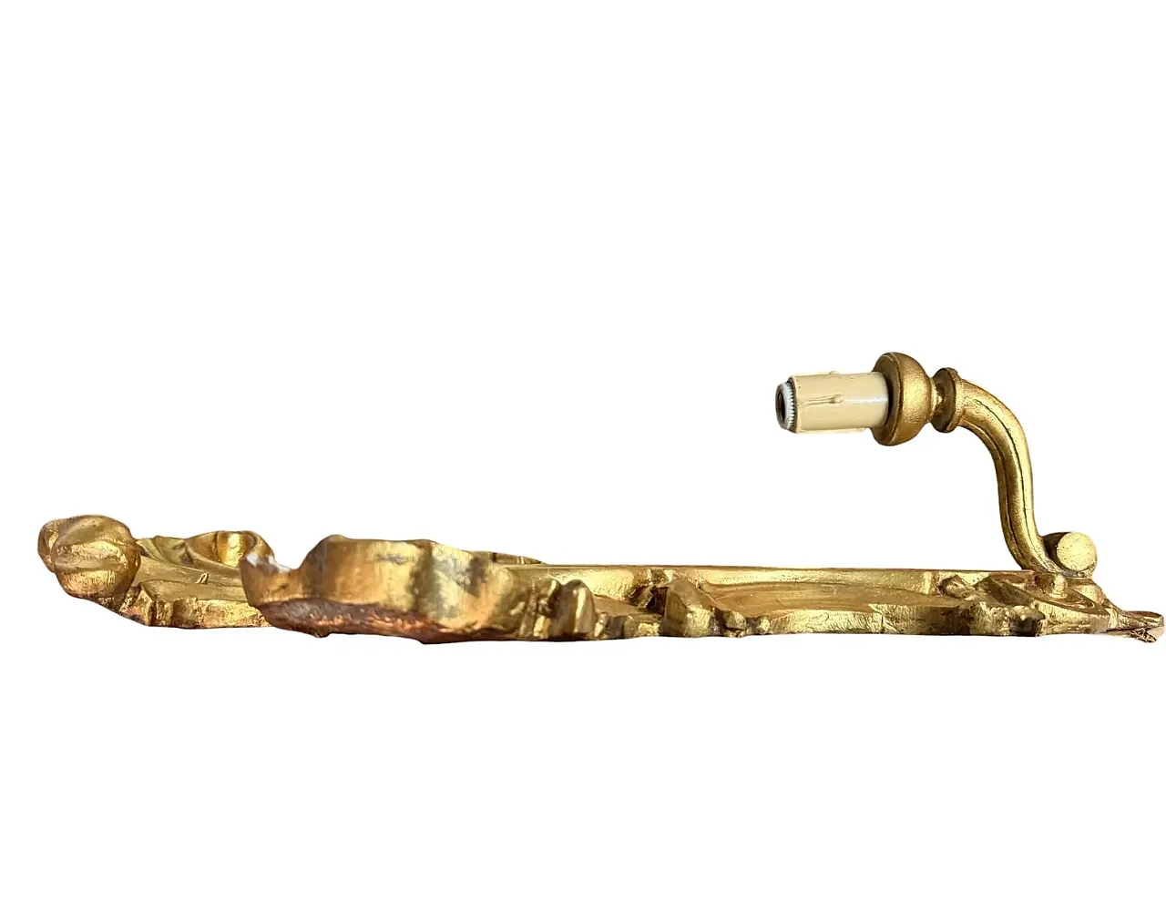 Pair of gilded wooden wall sconces with mirror, 19th century 5