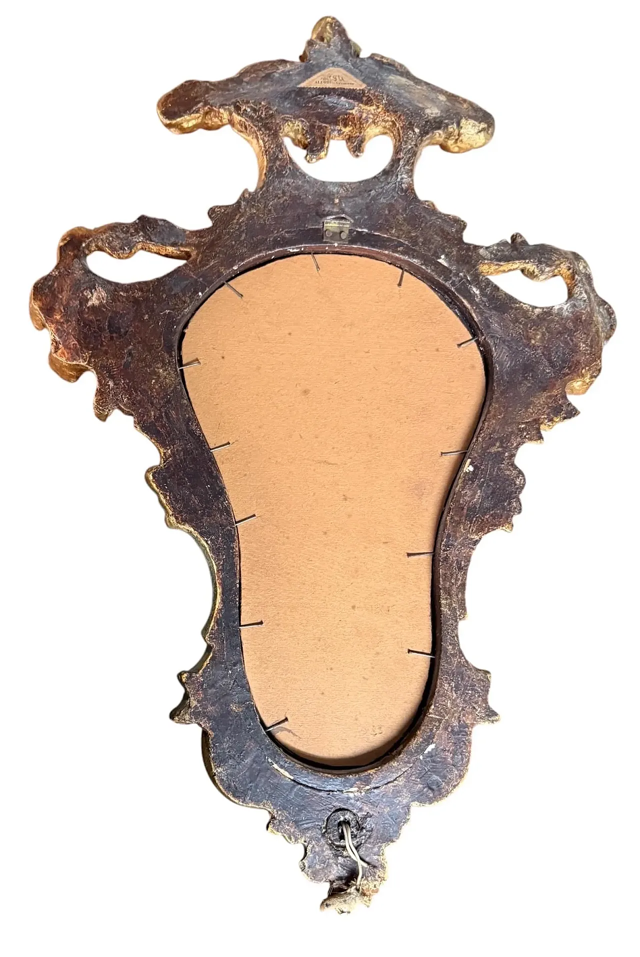 Pair of gilded wooden wall sconces with mirror, 19th century 7