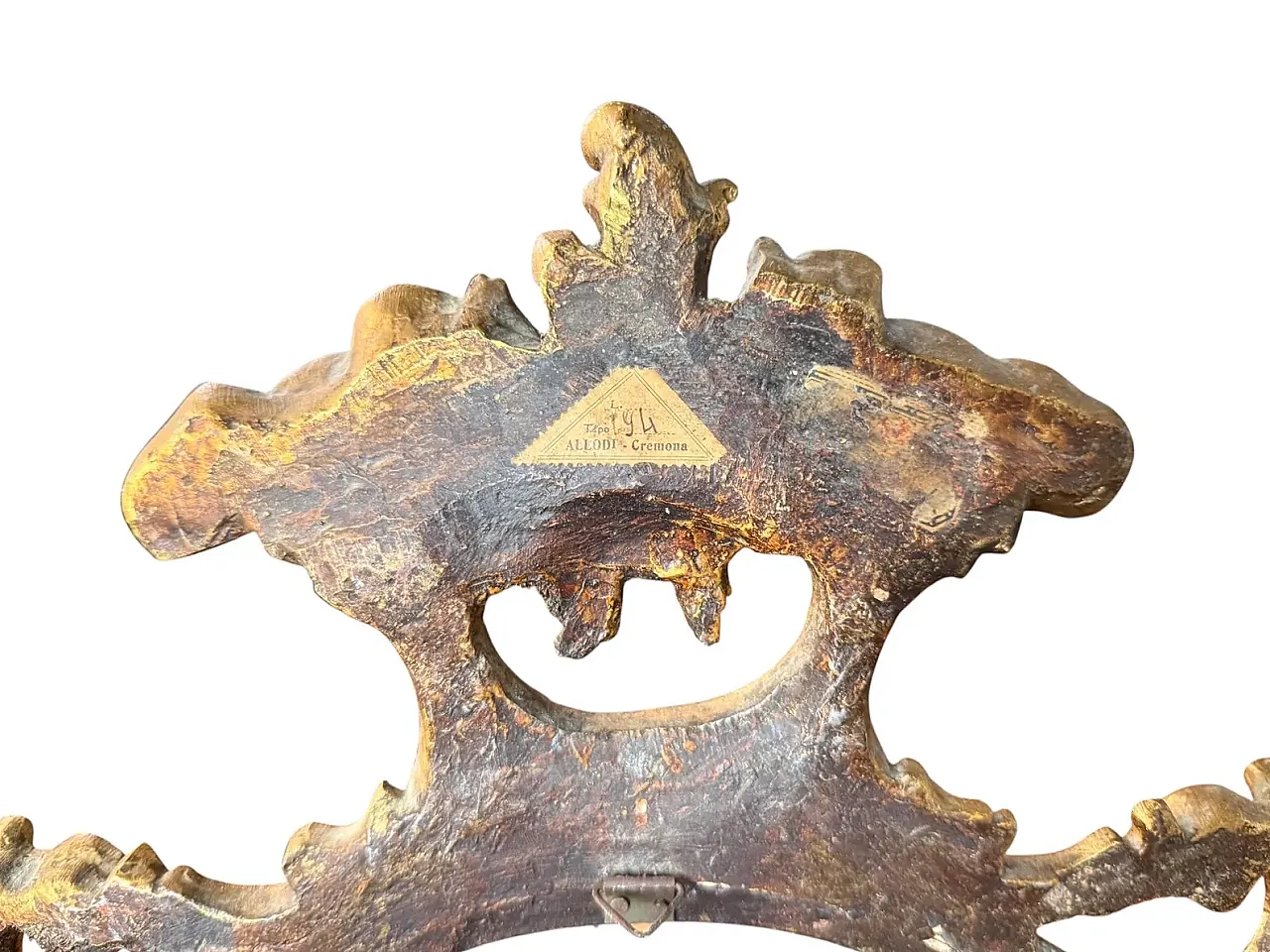 Pair of gilded wooden wall sconces with mirror, 19th century 8