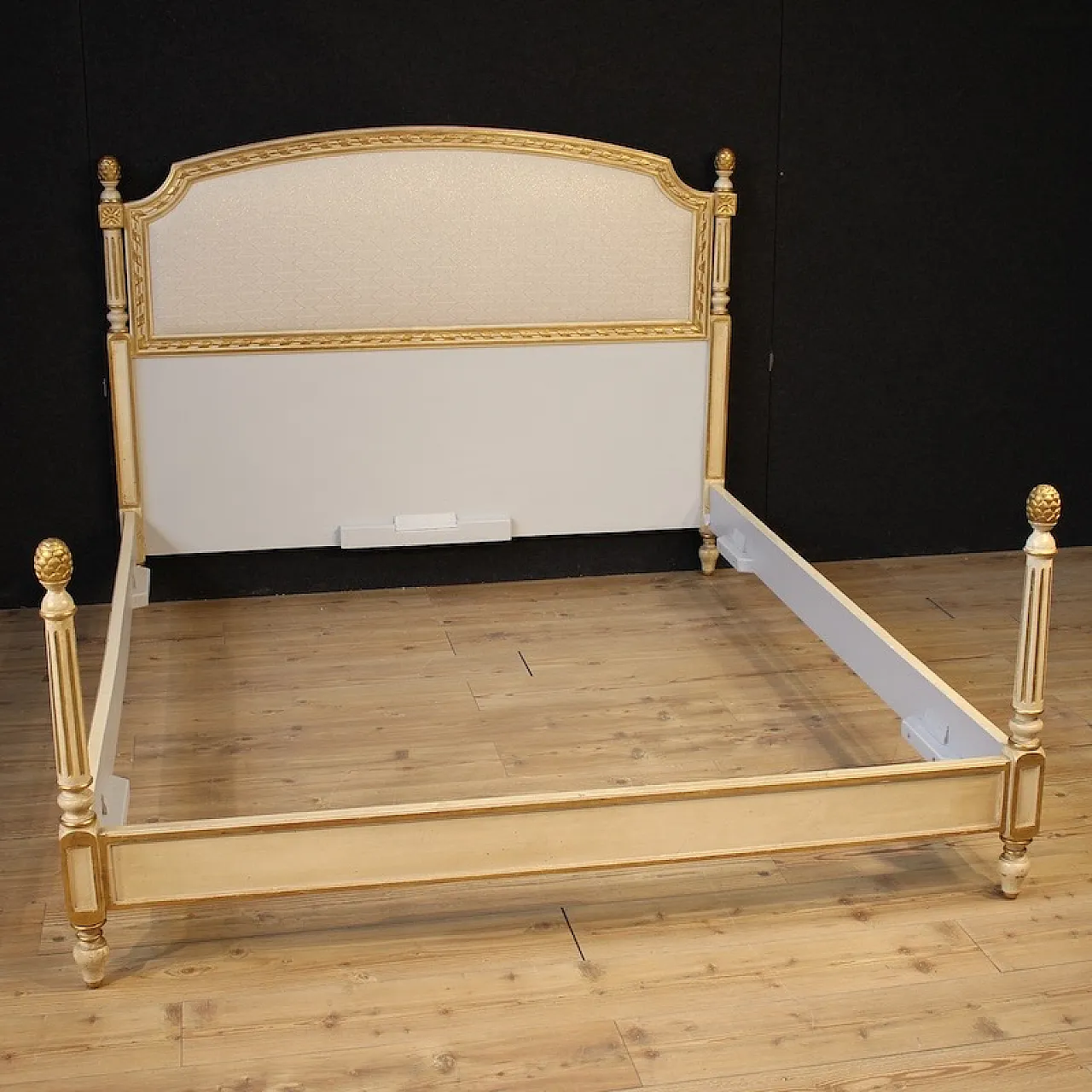 Lacquered and gilded double bed in Louis XVI style, 1950s 1