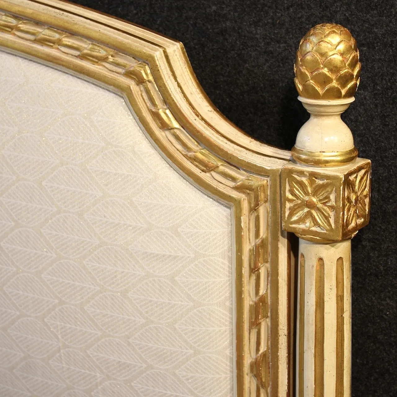 Lacquered and gilded double bed in Louis XVI style, 1950s 4