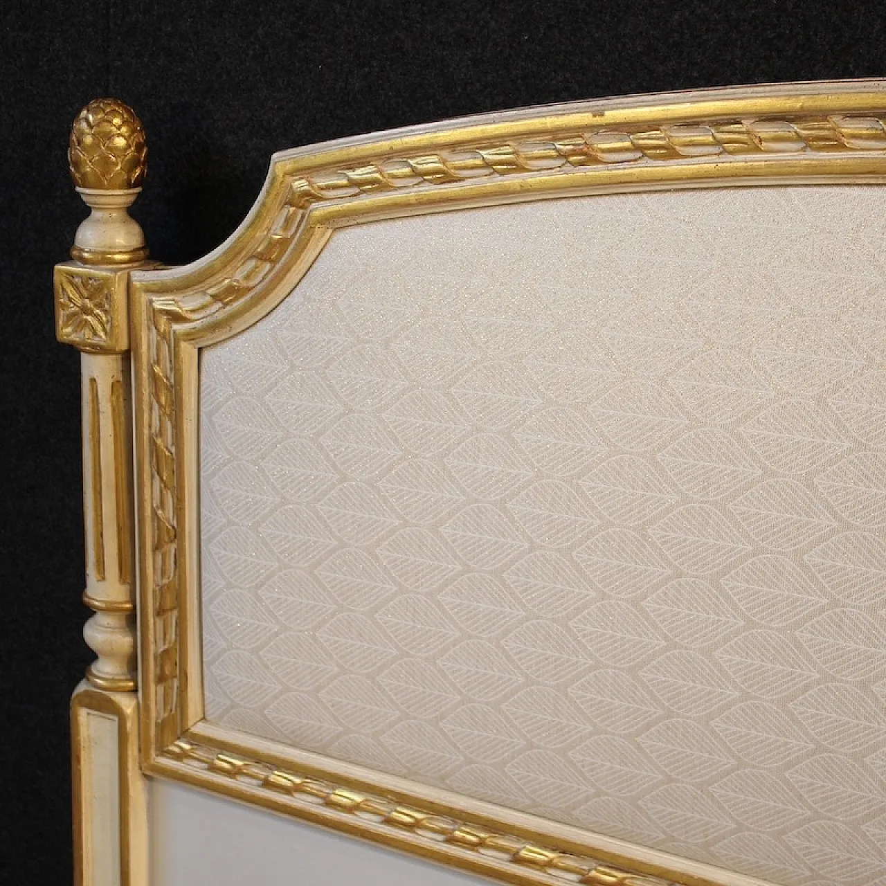 Lacquered and gilded double bed in Louis XVI style, 1950s 5