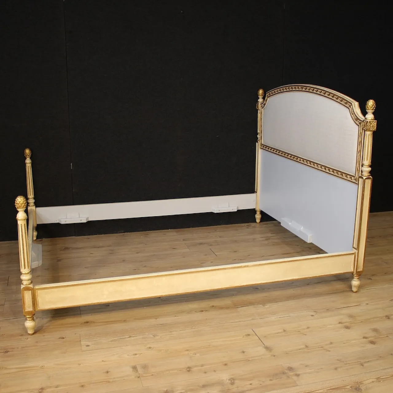 Lacquered and gilded double bed in Louis XVI style, 1950s 6