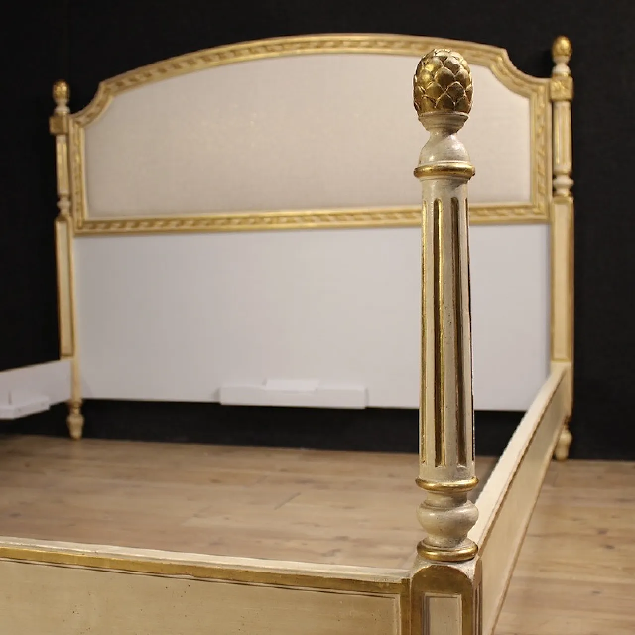 Lacquered and gilded double bed in Louis XVI style, 1950s 8