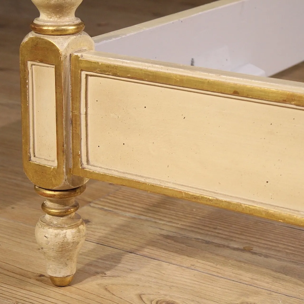 Lacquered and gilded double bed in Louis XVI style, 1950s 9