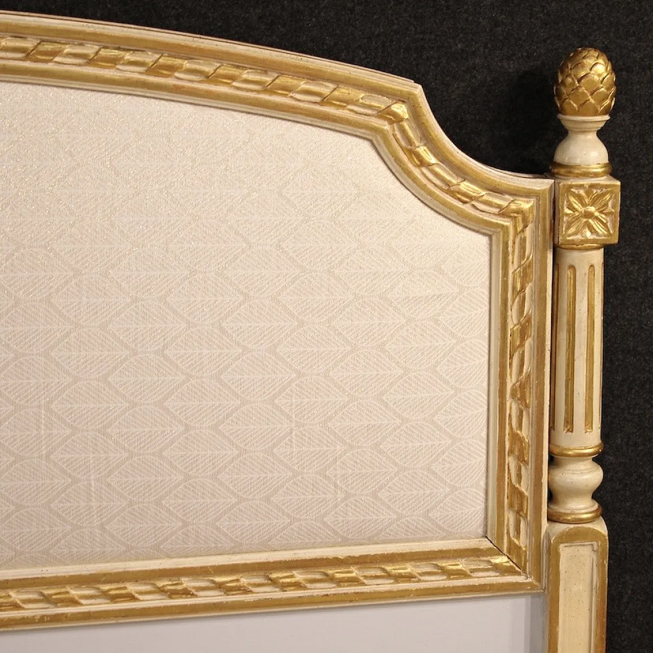 Lacquered and gilded double bed in Louis XVI style, 1950s 10
