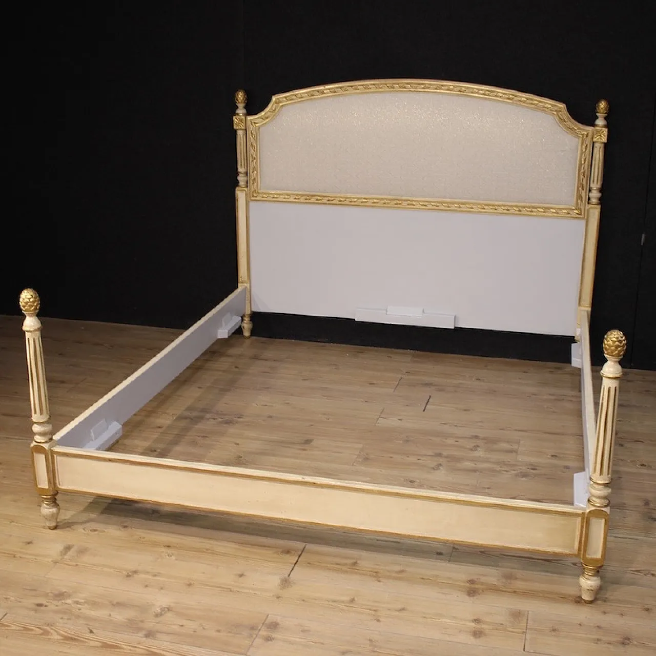 Lacquered and gilded double bed in Louis XVI style, 1950s 11