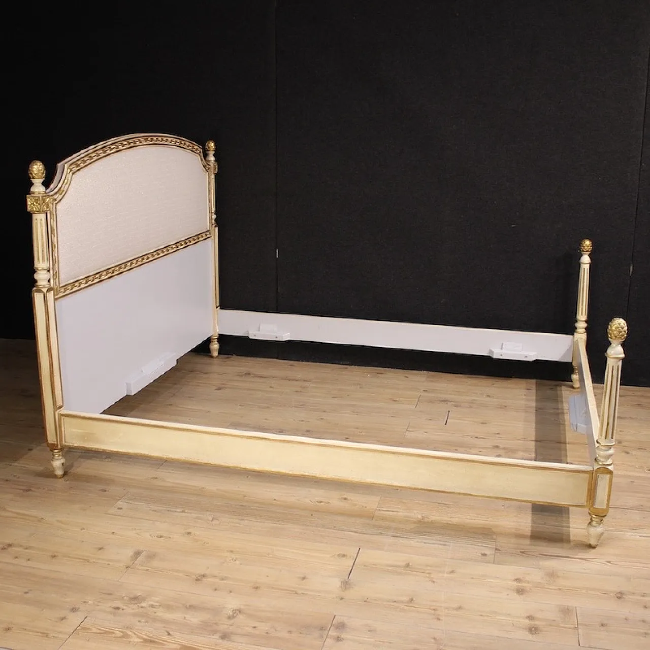 Lacquered and gilded double bed in Louis XVI style, 1950s 12