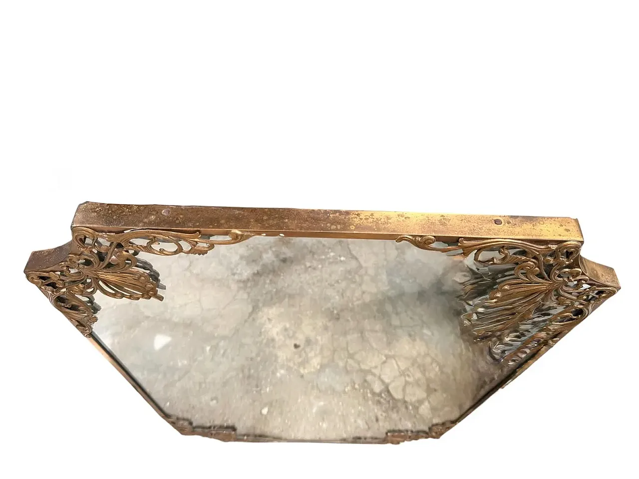 Specchio da parete in ottone massiccio, anni '50 6
