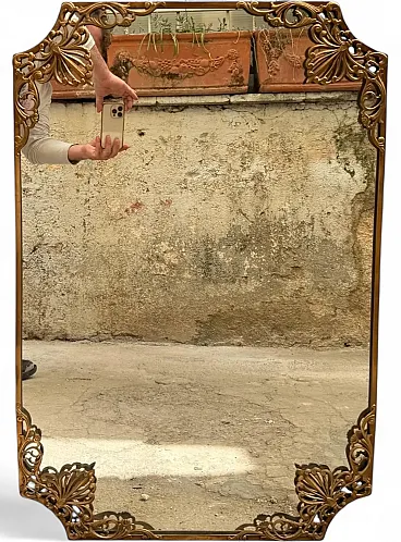 Solid brass wall mirror, 1950s