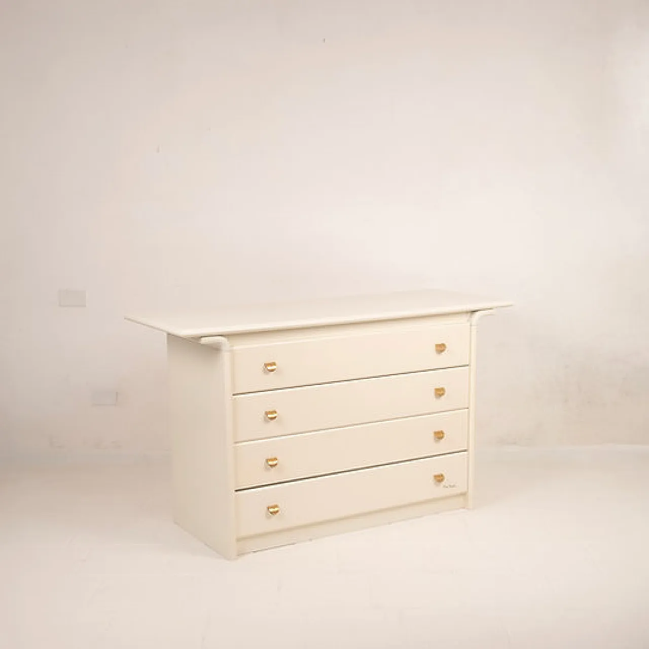 Cream lacquered chest of drawers by Pierre Cardin, 1980s 1
