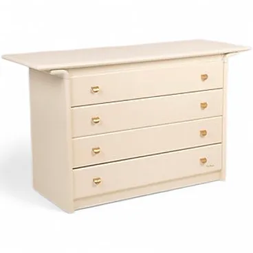 Cream lacquered chest of drawers by Pierre Cardin, 1980s