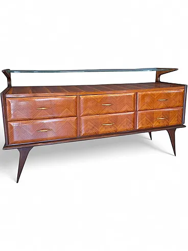 4-Drawer chest of drawers with glass shelf, 1950s