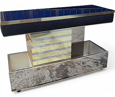 Bar cabinet in wood, brass and glass by Stilglass Donati, 1970s