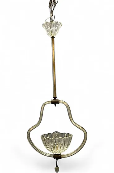Lampada a sospensione in vetro di Murano di Ercole Barovier, anni '50
