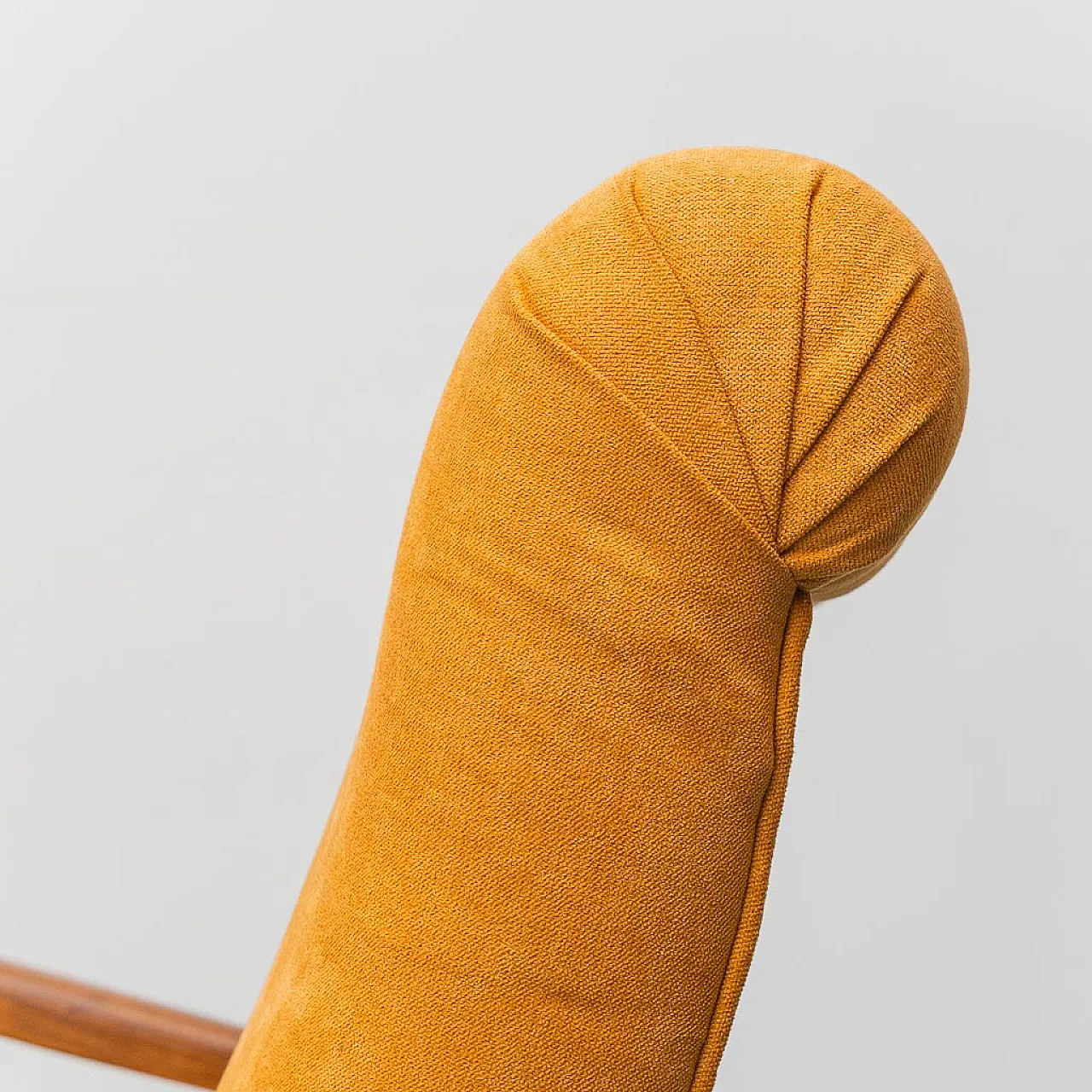 Armchair in wood and orange fabric, 1960s 2