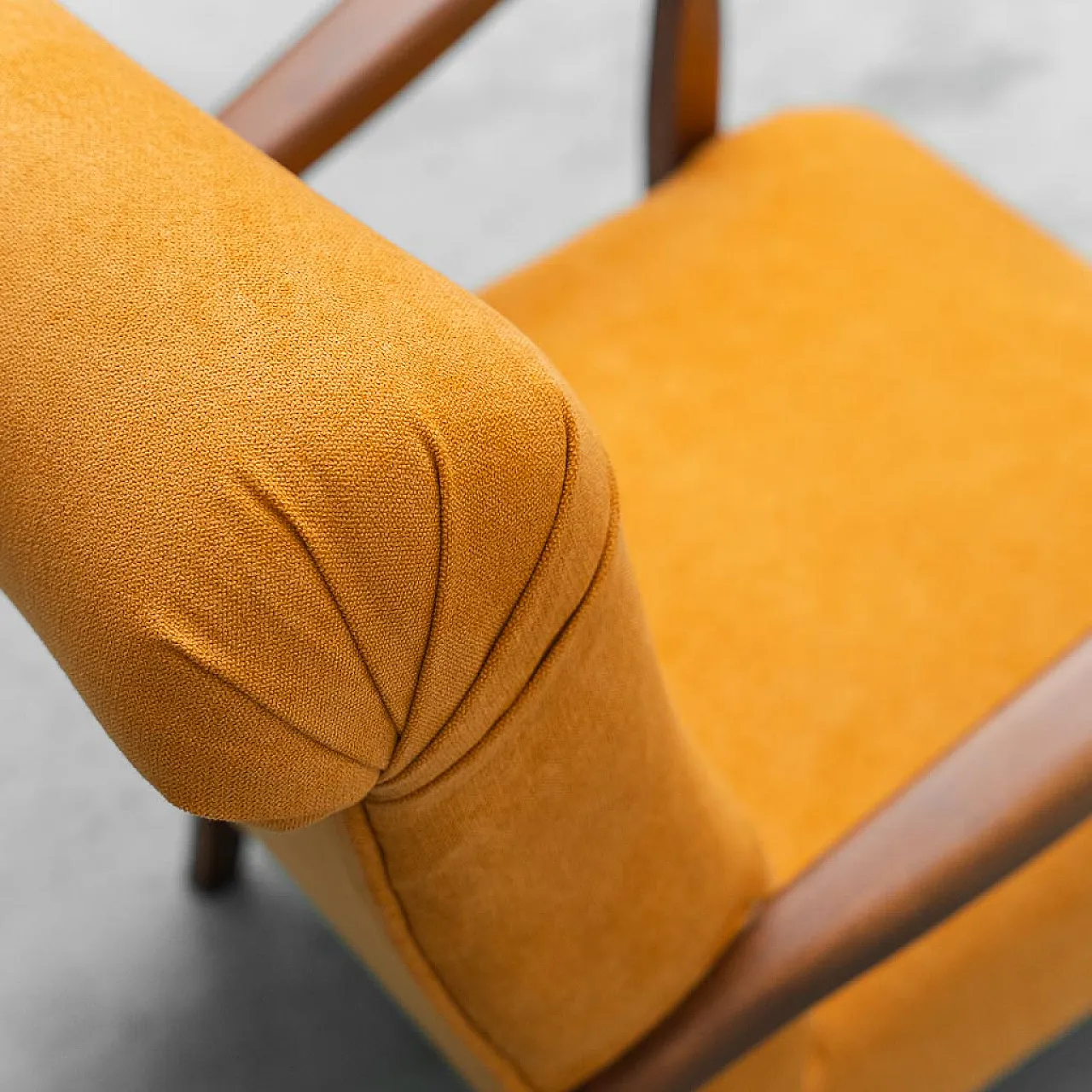 Armchair in wood and orange fabric, 1960s 8
