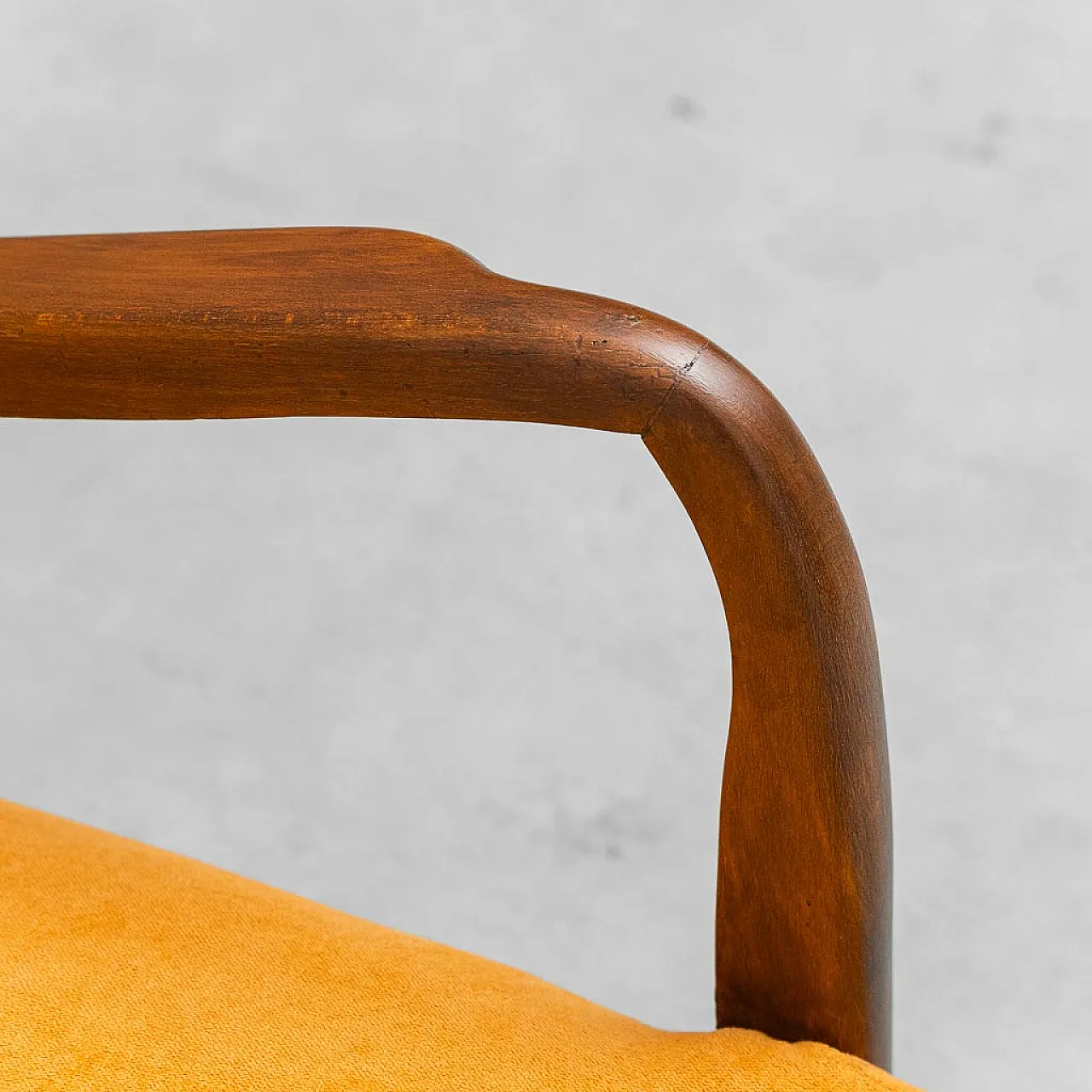 Armchair in wood and orange fabric, 1960s 10