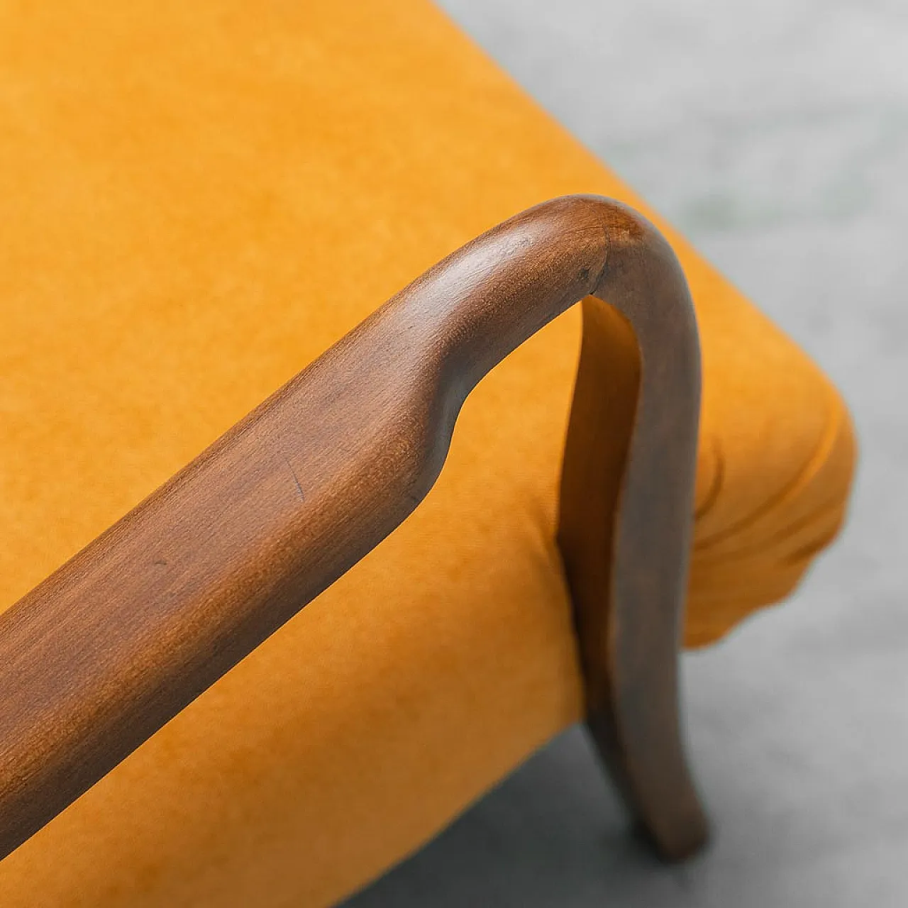 Armchair in wood and orange fabric, 1960s 12