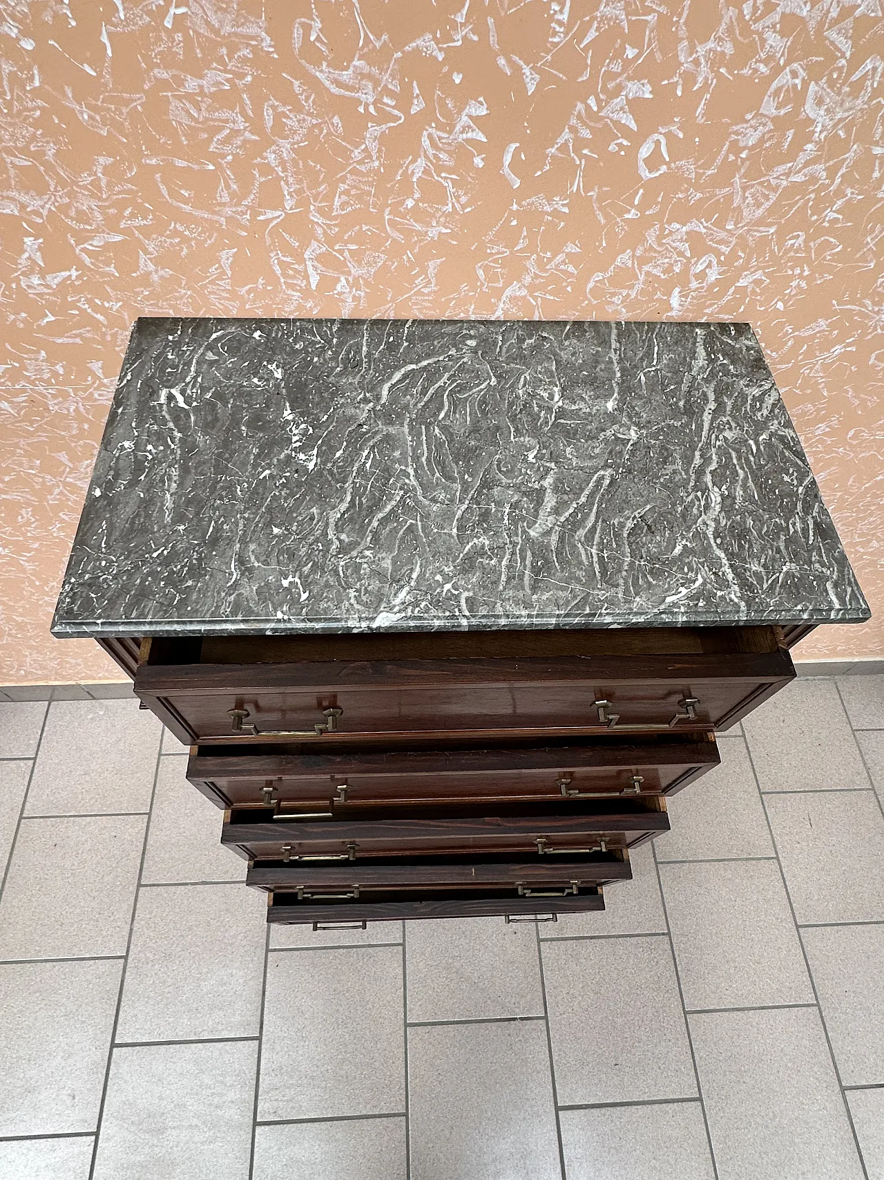 Settimanile Luigi XVI a 5 cassetti in mogano, bronzi, Francia,metà‘800 4