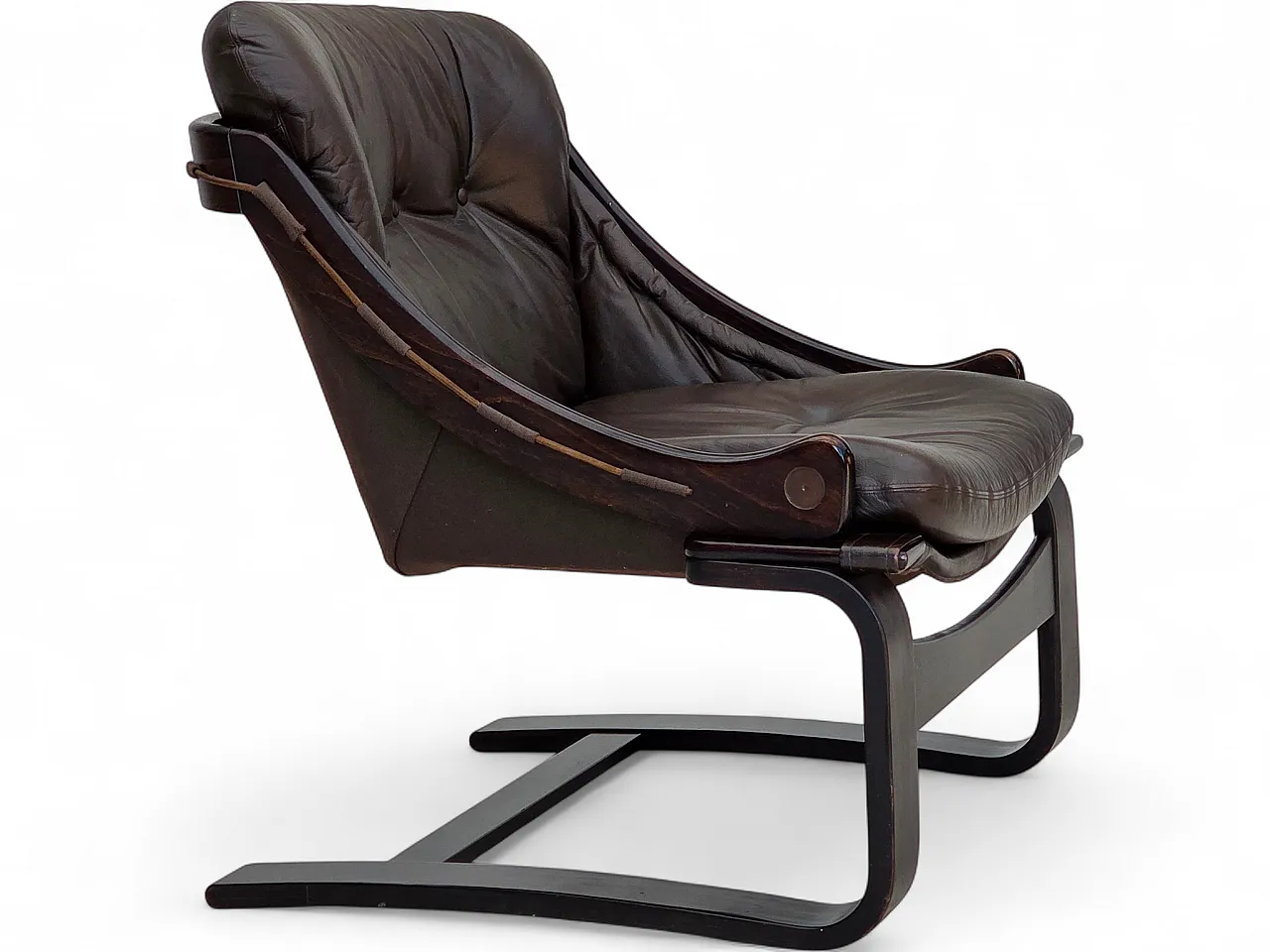 Anni '70, design svedese di Åke Fribytter, poltrona, mobili in pelle. 20