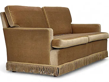 1970s, Danish 2-seater sofa, honey yellow furniture velour.