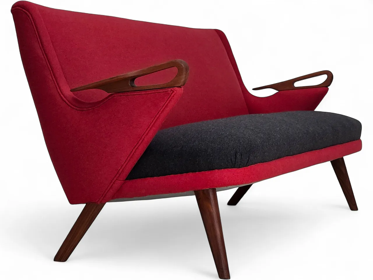 Anni '60, design danese di Ch. F. Brodersen, divano a 2 posti, rivestito 18