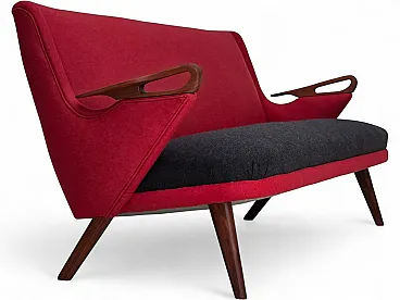 Anni '60, design danese di Ch. F. Brodersen, divano a 2 posti, rivestito