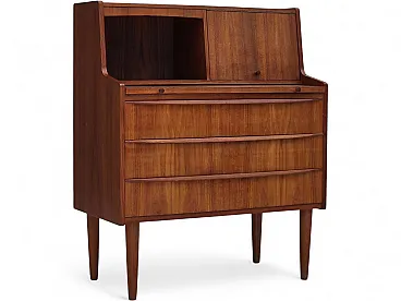 Anni '70, cassettiera danese con specchio pieghevole, legno di teak.