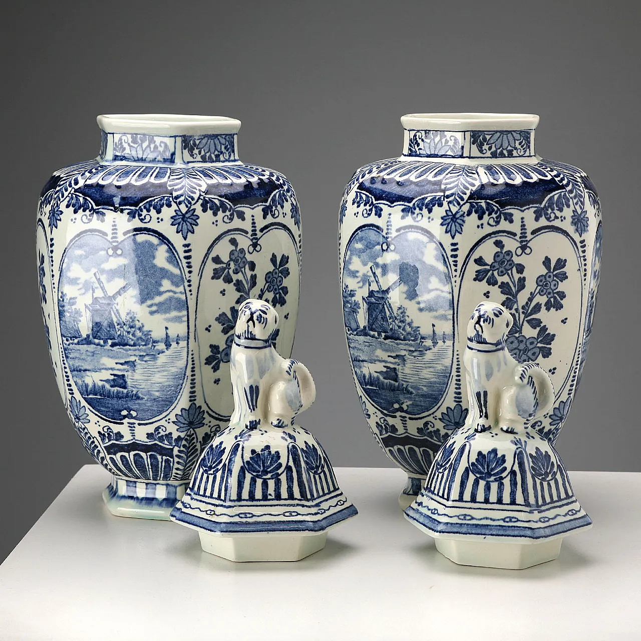 Coppia di vasi in ceramica delfts, '900 5