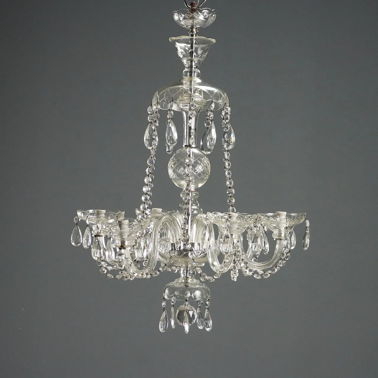 Lampadario a cinque luci in vetro, '900 1