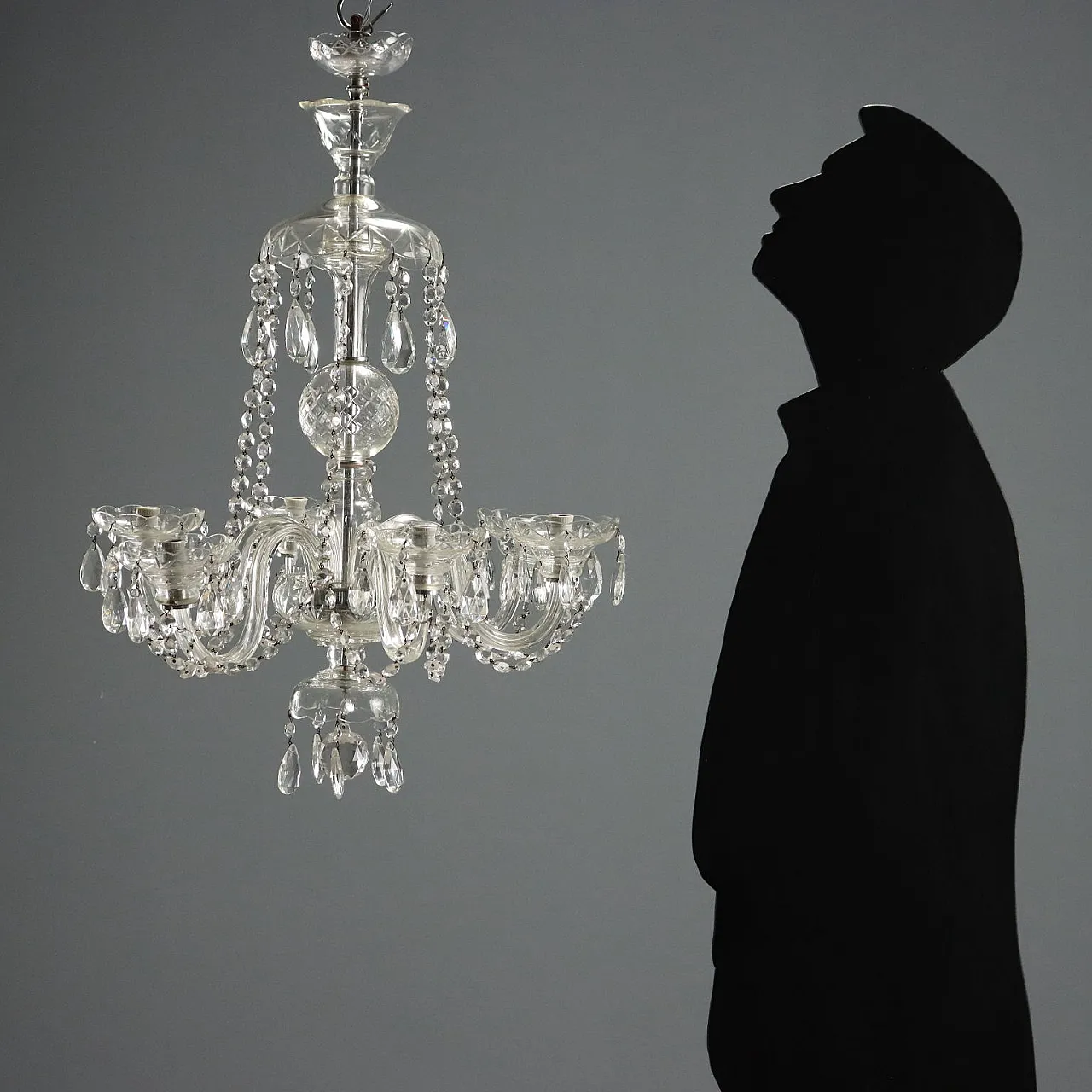 Lampadario a cinque luci in vetro, '900 2