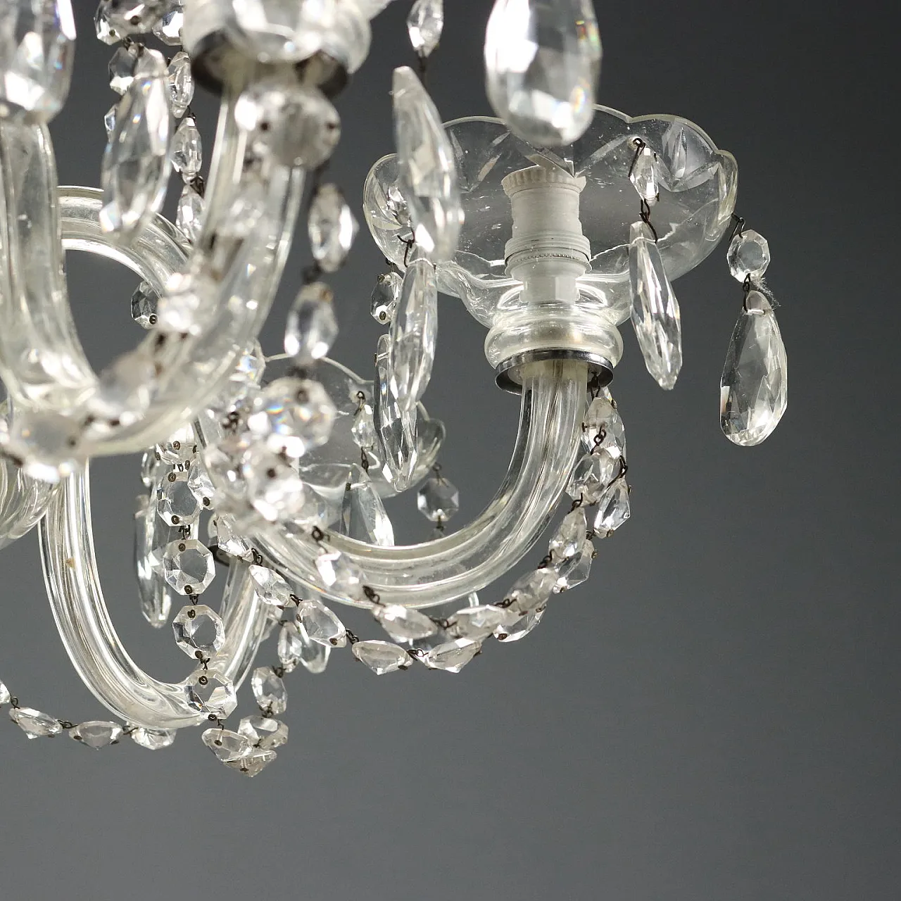 Lampadario a cinque luci in vetro, '900 3