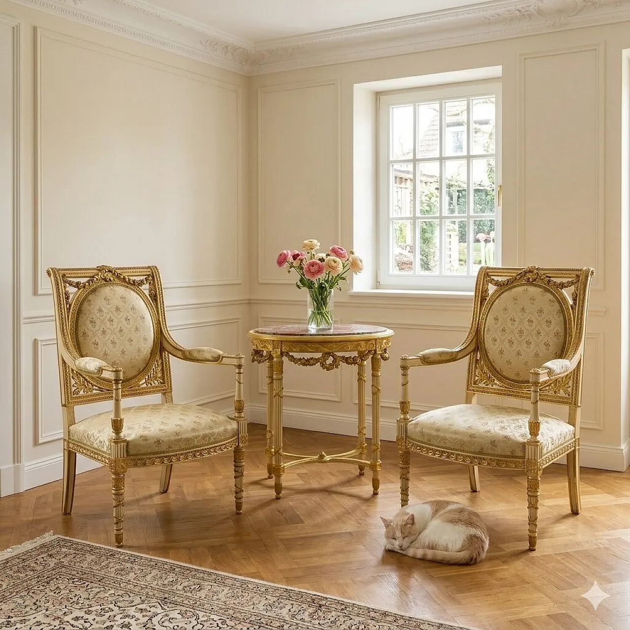 Pair of Neoclassical style armchairs, 19th century 2