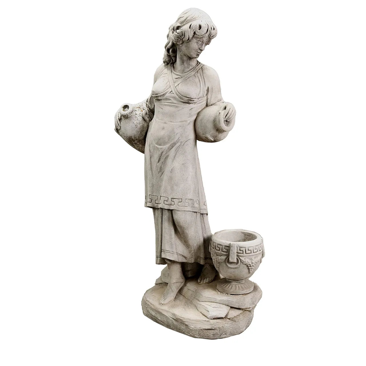 Scultura di donna con anfore in graniglia, inizio '900 1