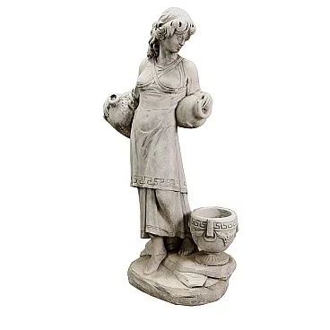 Scultura di donna con anfore in graniglia, inizio '900