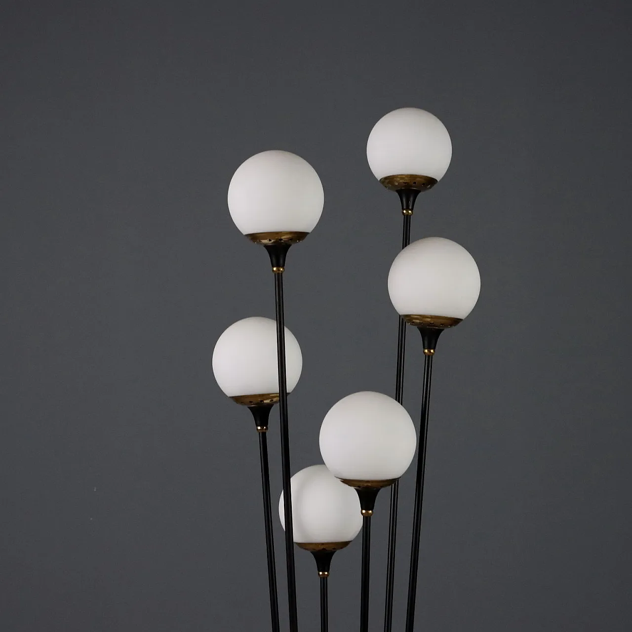 Lampada in marmo, metallo smaltato, ottone e vetro opalino, '900 7